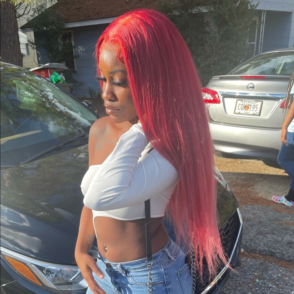Red frontal wig 30 inch